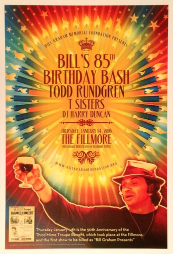 Bill's 85th Birthday Bash: Todd Rundgren / T Sisters - The Fillmore SF - January 14, 2016 (Poster)