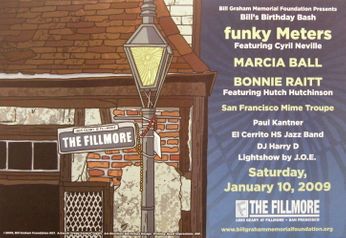 Bill's Birthday Bash: Funky Meters / Marcia Ball / Bonnie Raitt - The Fillmore - January 10, 2009 (Poster)