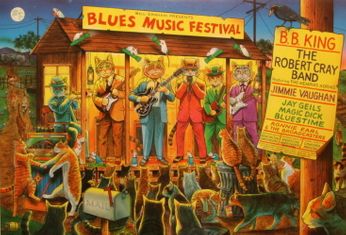 Blues Music Festival: B.B. King / Robert Cray Band / Jimmie Vaughan - NV & CA - August 1997 (Poster)