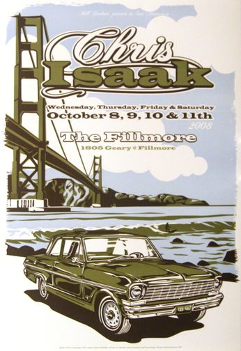 Chris Isaak - The Fillmore - October 8-11, 2008 [Green & Blue] (Poster)
