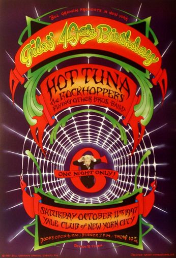 Giles' 40th Birthday: Hot Tuna / The Rockhoppers / Flying Other Bros. Band - The Fillmore - October 11, 1997 (Poster)