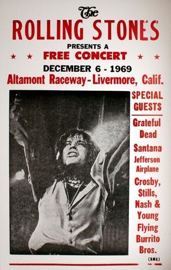 Rolling Stones - Altamont Raceway - December 6, 1969 (Poster)