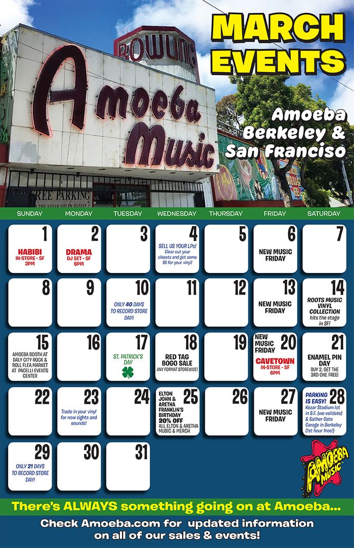 March 2020 Events at Amoeba Berkeley & Amoeba San Francisco