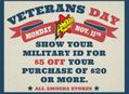 Veterans Day Discount at Our Stores Monday, November 11