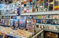 Reggae, country, folk & jazz vinyl are by the registers