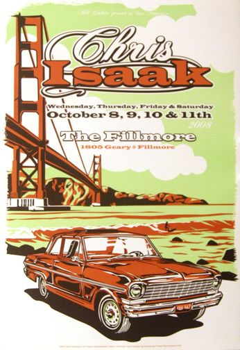 Chris Isaak - The Fillmore - October 8-11, 2008 [Orange & Green] (Poster)