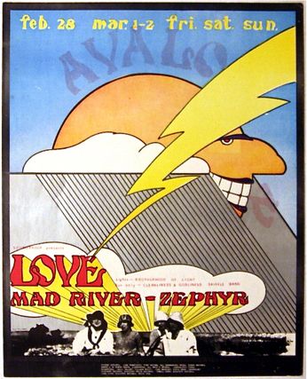Love / Mad River / Zephyr - Avalon Ballroom SF - February 28, March 1 & 2, 1969 (Poster)