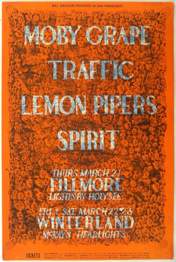 Moby Grape / Traffic / Lemon Pipers / Spirit - The Fillmore / Winterland SF - March 21 / 22 & 23, 1968 (Poster)