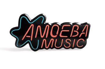 Amoeba Music Blue Neon Logo Pin