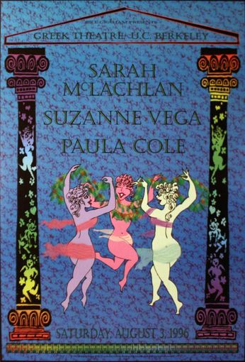 Sarah McLachlan / Suzanne Vega / Paula Cole - Greek Theatre U.C. Berkeley - August 3, 1996 (Poster)