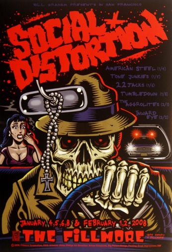Social Distortion - The Fillmore - January 4, 5, 6, 8 & February 1 & 2, 2008 (Poster)