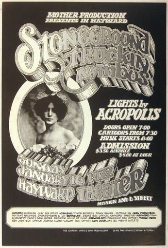 Stoneground / Truckin Nymbus - Hayward Theater CA - January 16, 1972 (Poster)