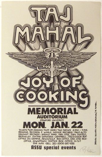 Taj Mahal / Joy Of Cooking - Memorial Auditorium Stanford - January 22, 1973 (Poster)