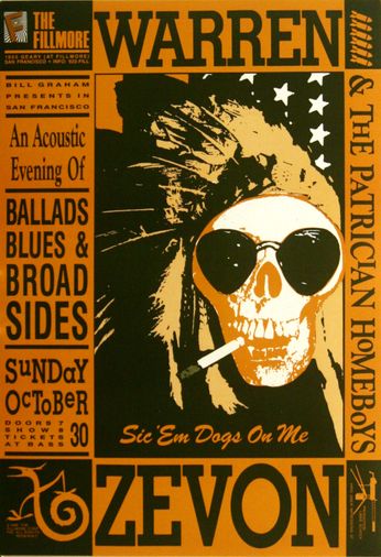 Warren Zevon - The Fillmore - October 30, 1988 (Poster)