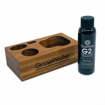 Groove Washer Hardwood Display Block + 2 oz G2 Fluid Bottle (Vinyl Care)