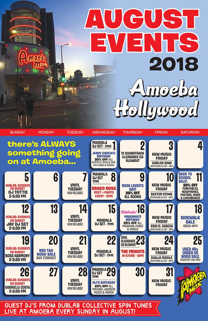 August 2018 Events at Amoeba Hollywood