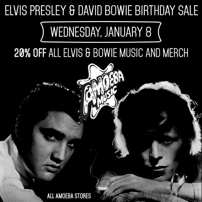 20% Off Elvis Presley & David Bowie Items at Our Stores January 8