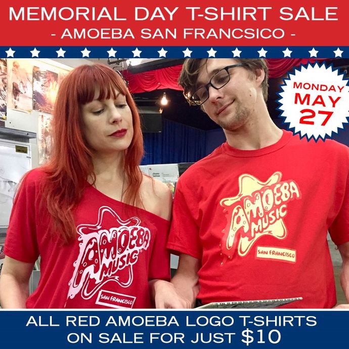 Red Amoeba Logo T-Shirts on Sale at Amoeba San Francisco May 27