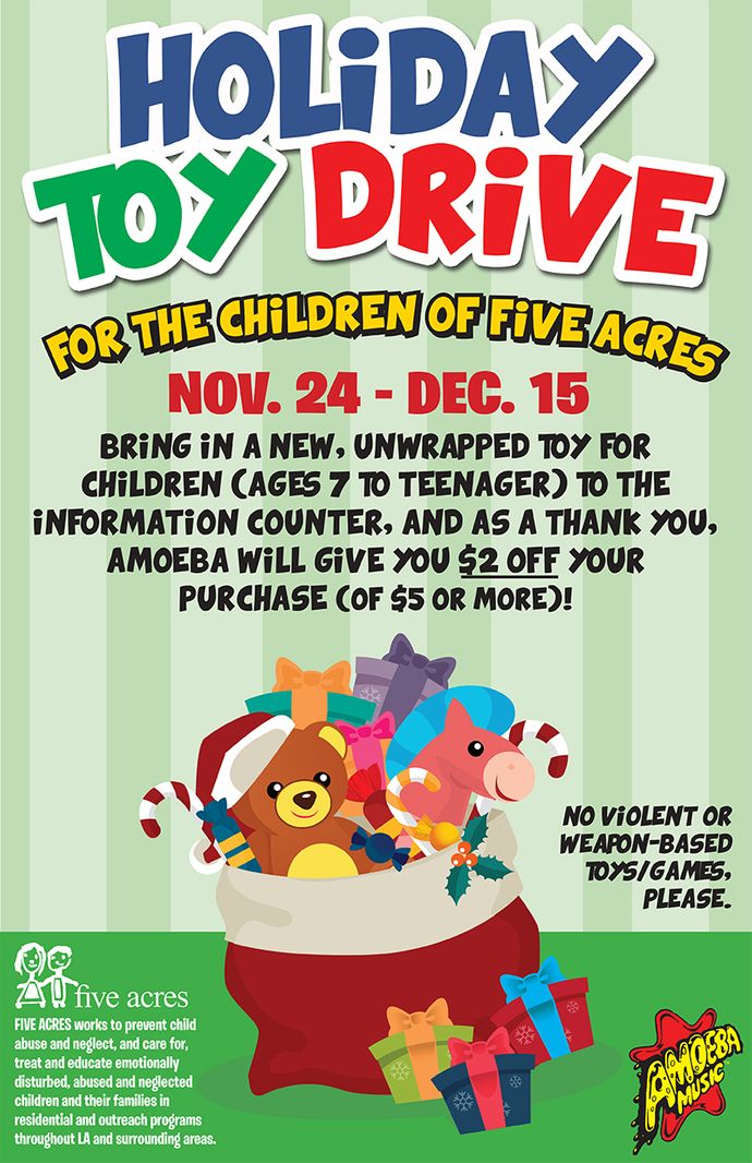 Holiday Toy Drive at Amoeba Hollywood Nov 24 - Dec 15