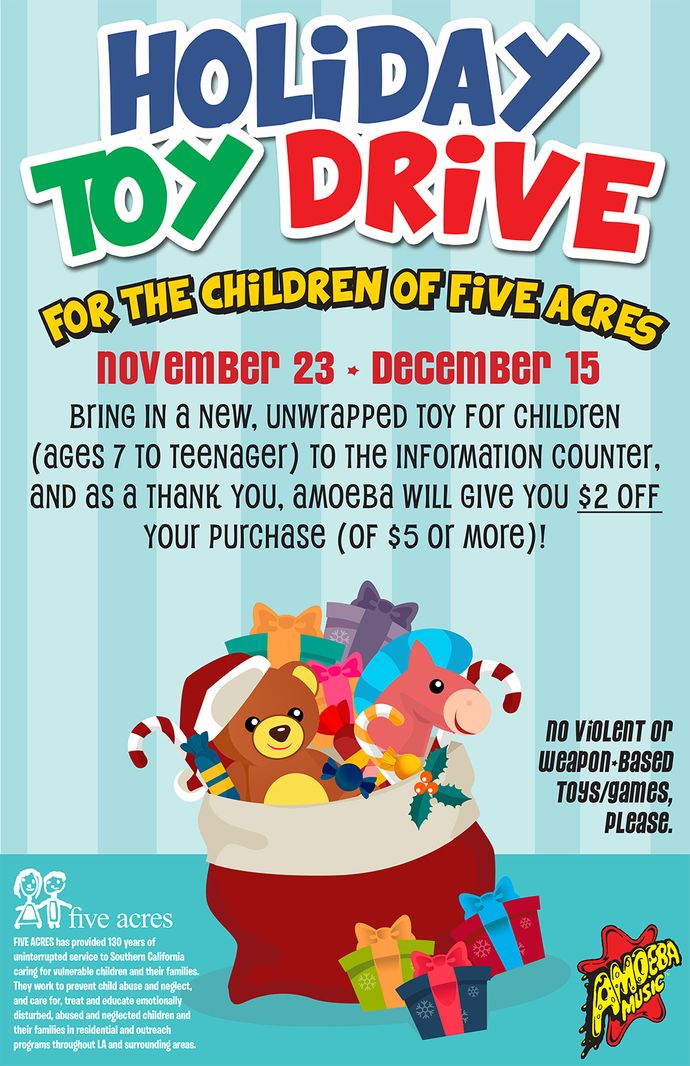 Holiday Toy Drive at Amoeba Hollywood Nov 23 - Dec 15