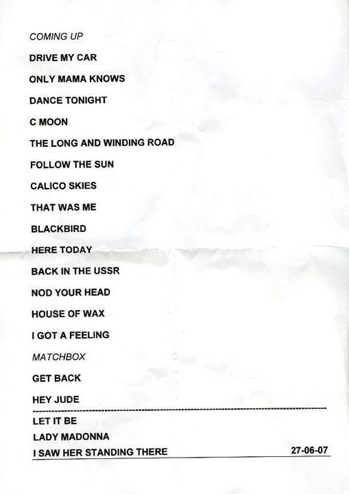 Paul McCartney setlist